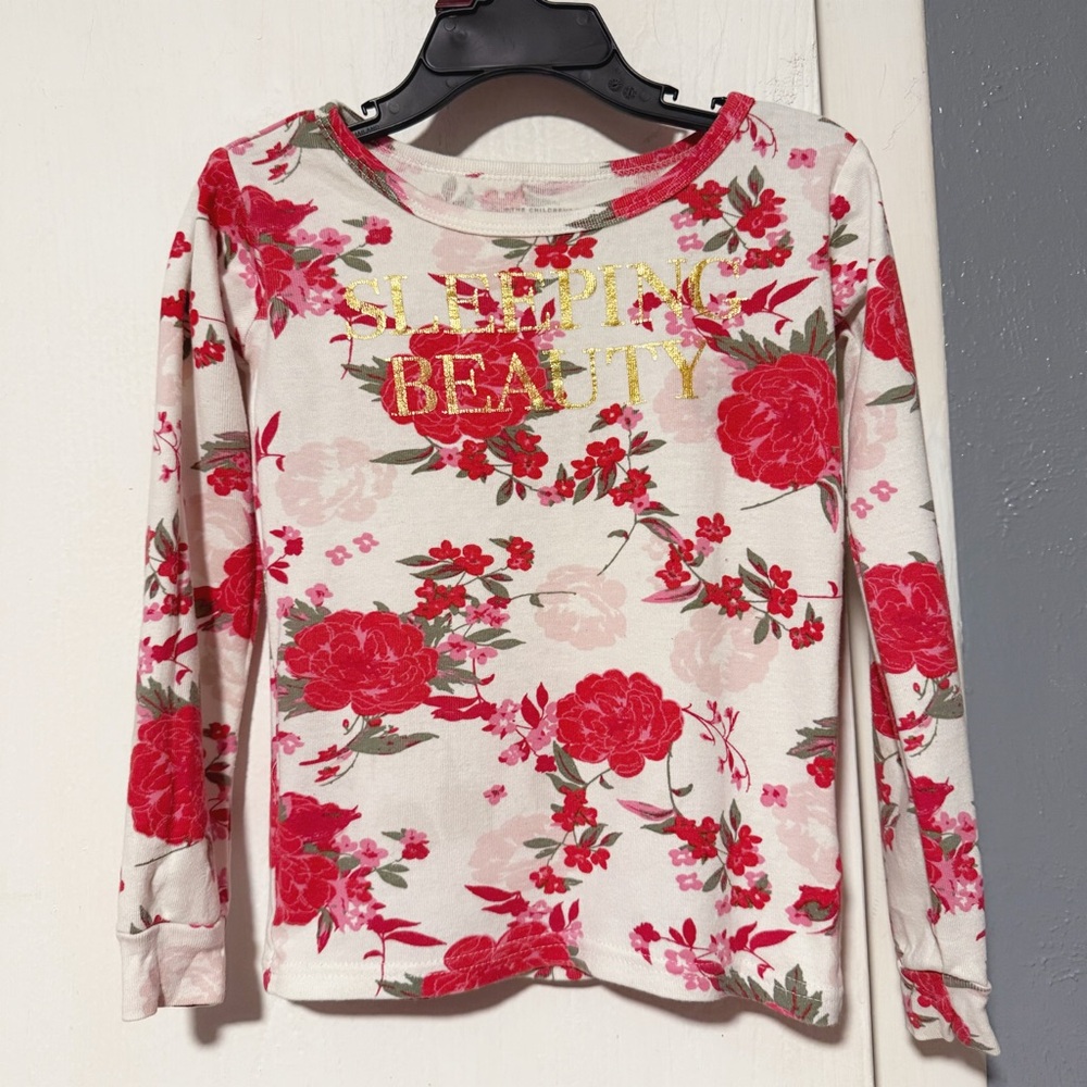 The Children's Place White Pajama Tee with Red Floral Print